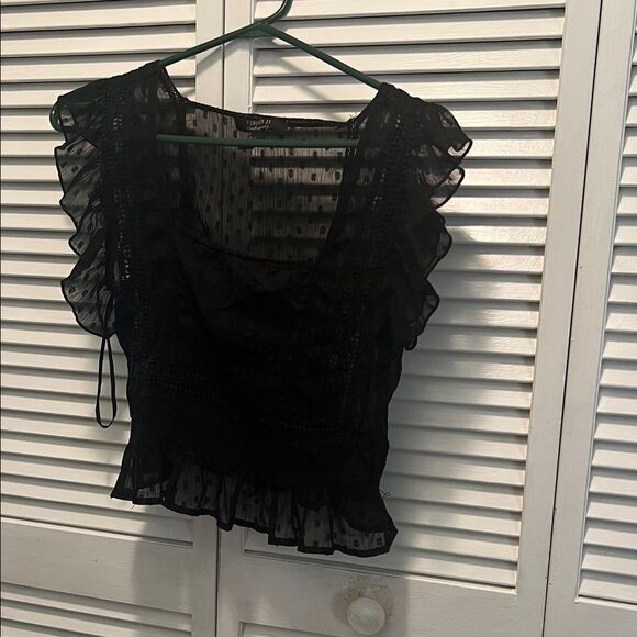 Forever 21 Tops - #1103** Elegant Black Ruffled Women's Top